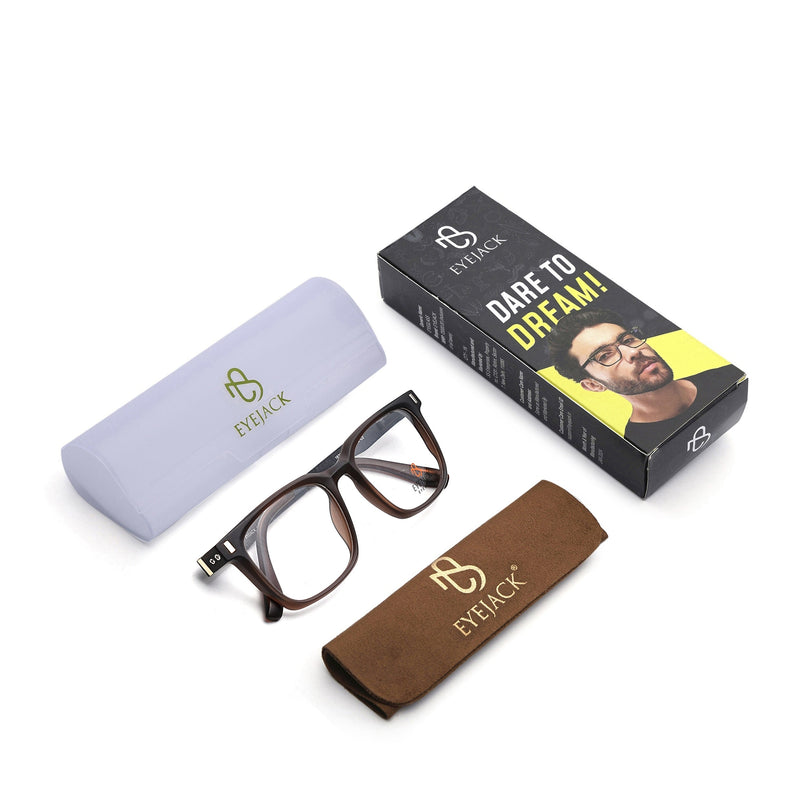 Eyejack Brown Wayfarer Eyeglasses for Men & Women (162004FCL2481)