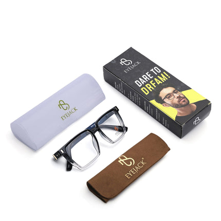 Eyejack Black & Transparent Wayfarer Eyeglasses for Men & Women (162005FCL2487)