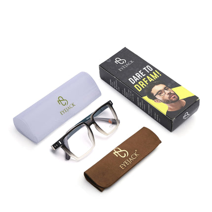 Eyejack Black & Grey Wayfarer Eyeglasses for Men & Women (162005FCL2488)