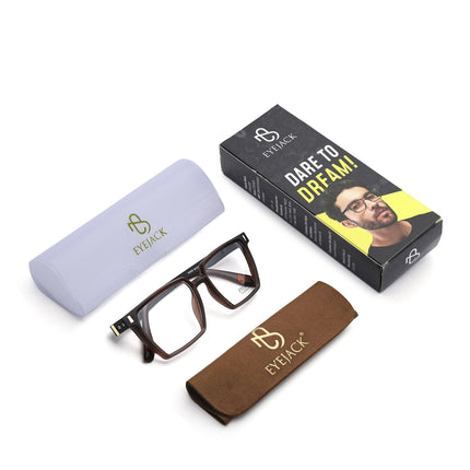 Eyejack Brown Wayfarer Eyeglasses for Men & Women (162005FCL2494)