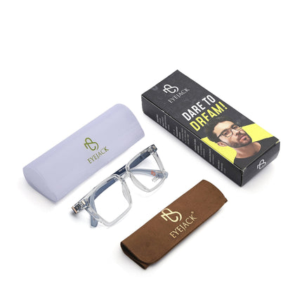 Eyejack Transparent Wayfarer Eyeglasses for Men & Women (162005FCL2496)