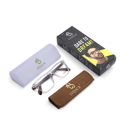 Eyejack Transparent Wayfarer Eyeglasses for Men & Women (163001FCL2243)