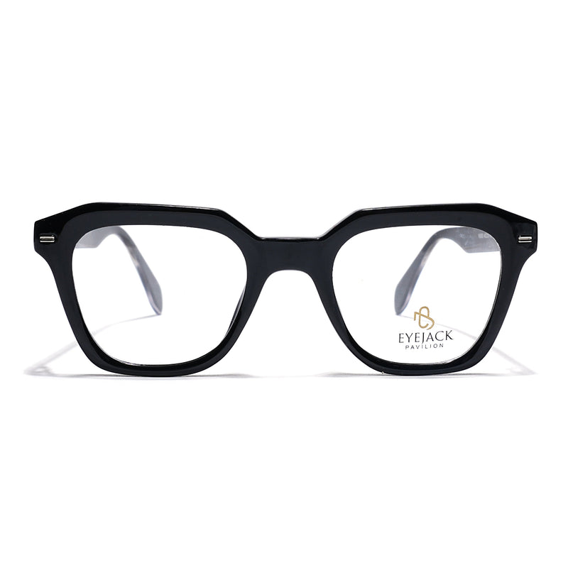 Eyejack Shine Black Square Eyeglasses for Men & Women (163002FCL2245)