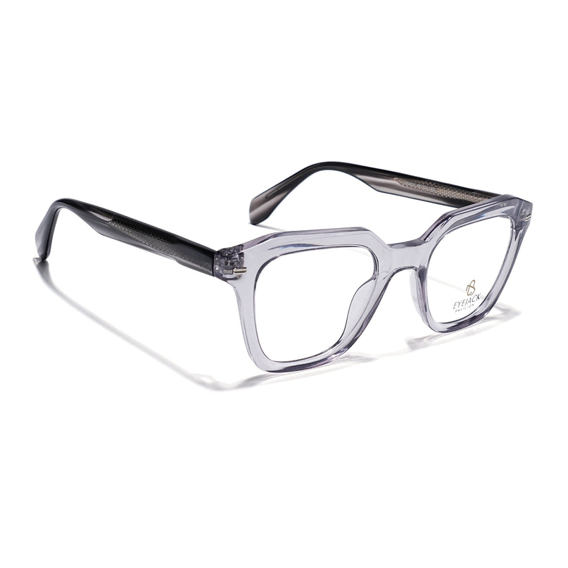 Eyejack Grey Square Eyeglasses for Men & Women (163002FCL2246)