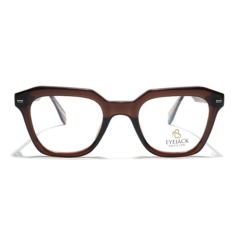 Eyejack Brown Square Eyeglasses for Men & Women (163002FCL2247)