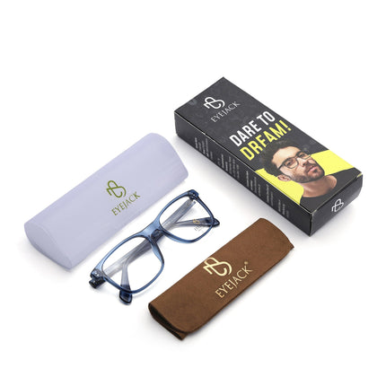 Eyejack Blue Wayfarer Eyeglasses for Men & Women (163003FCL2257)