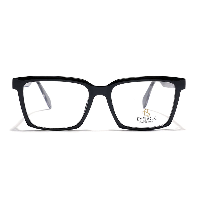 Eyejack Shine Black Rectangle Eyeglasses for Men & Women (163004FCL2261)