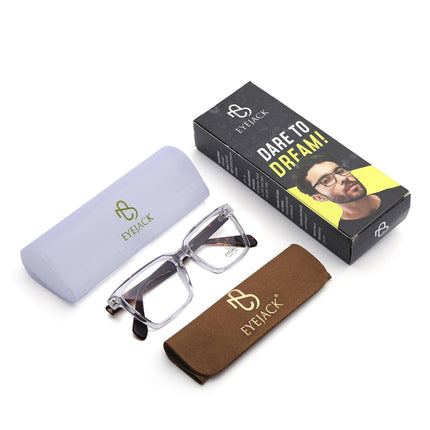 Eyejack Transparent Rectangle Eyeglasses for Men & Women (163004FCL2267)