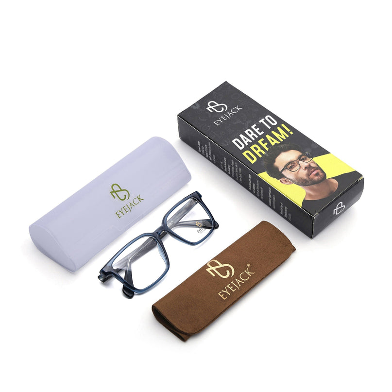 Eyejack Blue Wayfarer Eyeglasses for Men & Women (163006FCL2281)