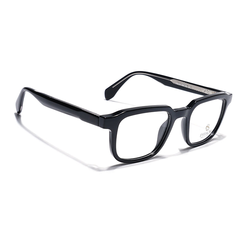 Eyejack Shine Black Square Eyeglasses for Men & Women (163007FCL2284)