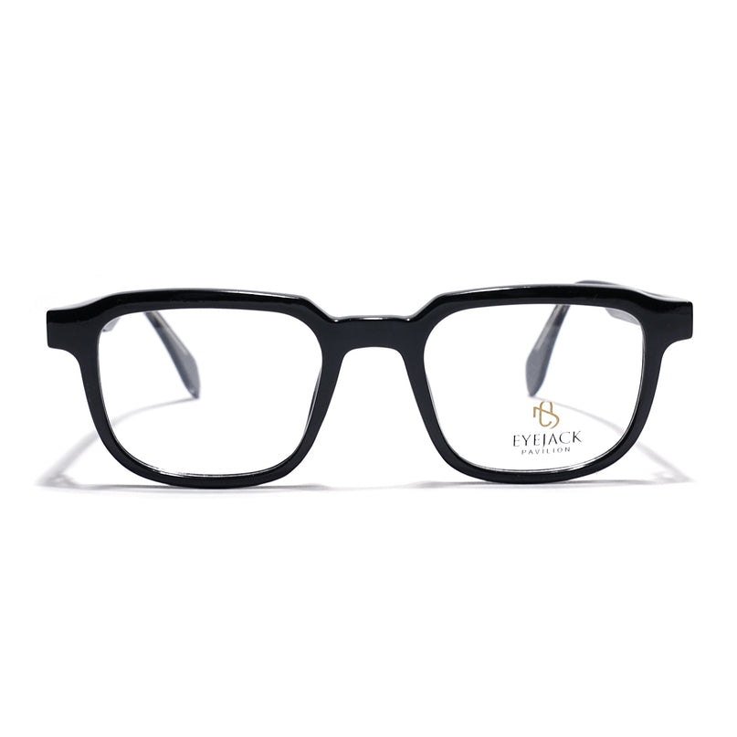 Eyejack Shine Black Square Eyeglasses for Men & Women (163007FCL2284)