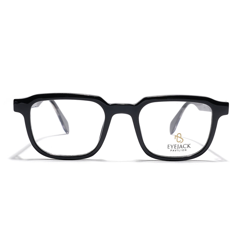 Eyejack Shine Black Square Eyeglasses for Men & Women (163007FCL2285)