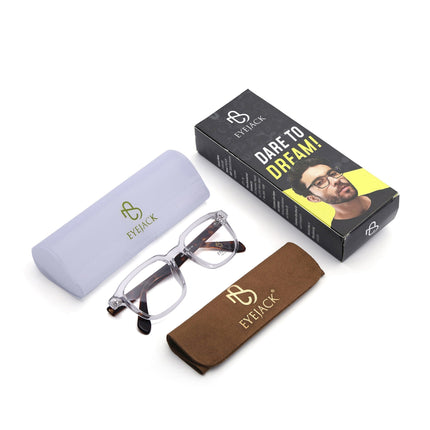 Eyejack Transparent Square Eyeglasses for Men & Women (163007FCL2291)