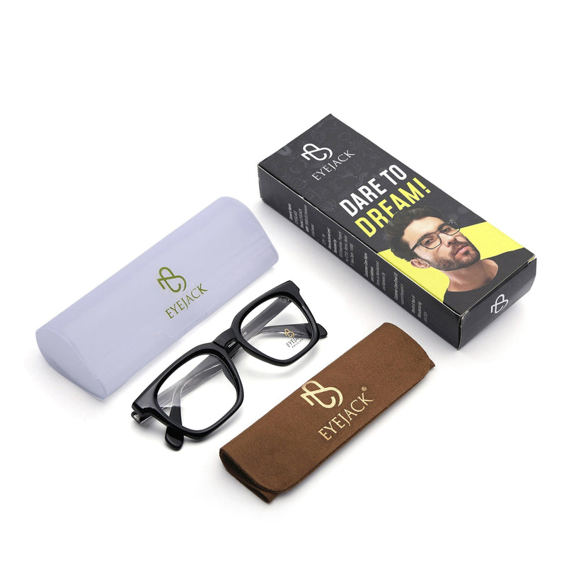 Eyejack Shine Black Wayfarer Eyeglasses for Men & Women (163008FCL2293)