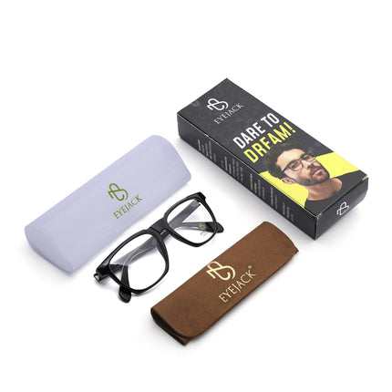 Eyejack Shine Black Wayfarer Eyeglasses for Men & Women (163010FCL2309)