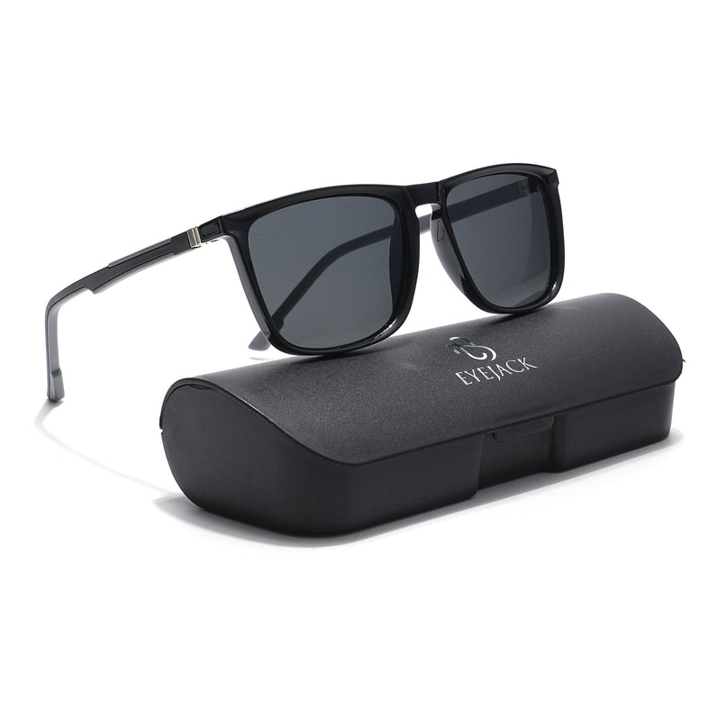 Eyejack Coal Square Polarized Sunglasses for Men & Women (Black Lens | Black Frame - 17001PCL744)