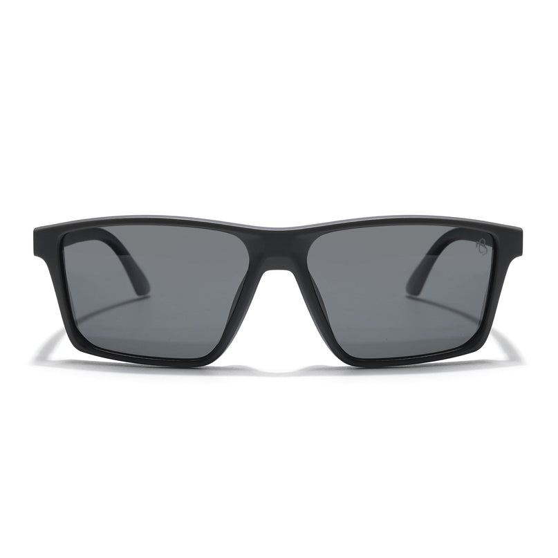 Eyejack Rectangle Polarized Sunglasses for Men & Women (Black Lens | Black Frame - 17003PCL748)