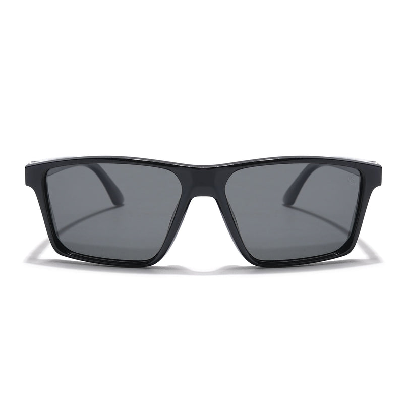 Eyejack Rectangle Polarized Sunglasses for Men & Women (Black Lens | Grey Frame - 17003PCL749)