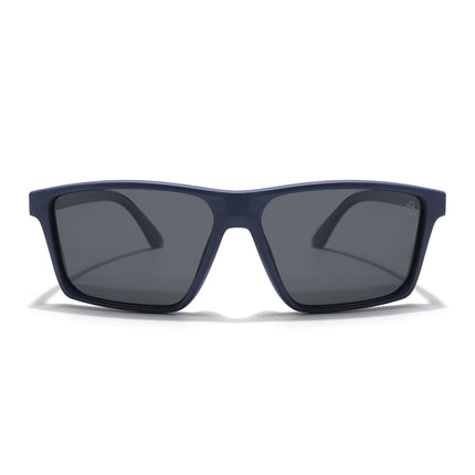 Eyejack Rectangle Polarized Sunglasses for Men & Women (Black Lens | Navy Blue Frame - 17003PCL750)
