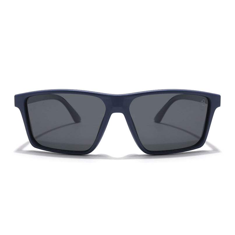 Eyejack Rectangle Polarized Sunglasses for Men & Women (Black Lens | Navy Blue Frame - 17003PCL750)