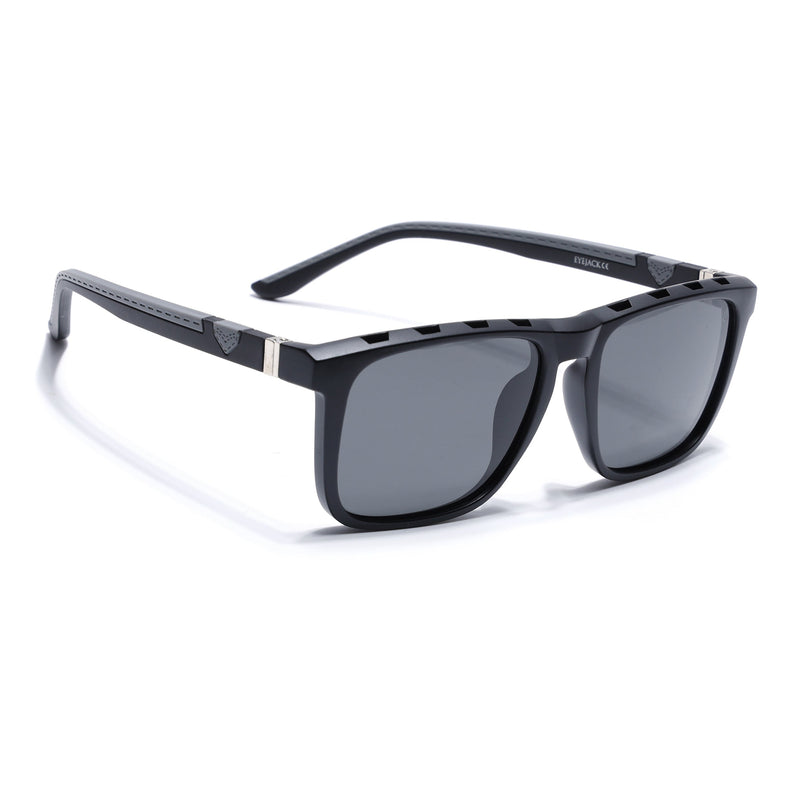 Eyejack Black Wayfarer Polarized Sunglasses for Men & Women (17013PCL2135)