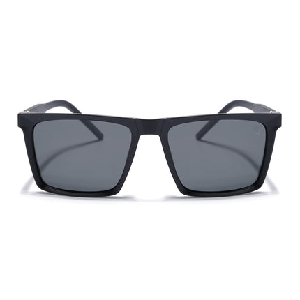 Eyejack Square Polarized Sunglasses for Men & Women (Black Lens | Black Frame - 17014PCL766)