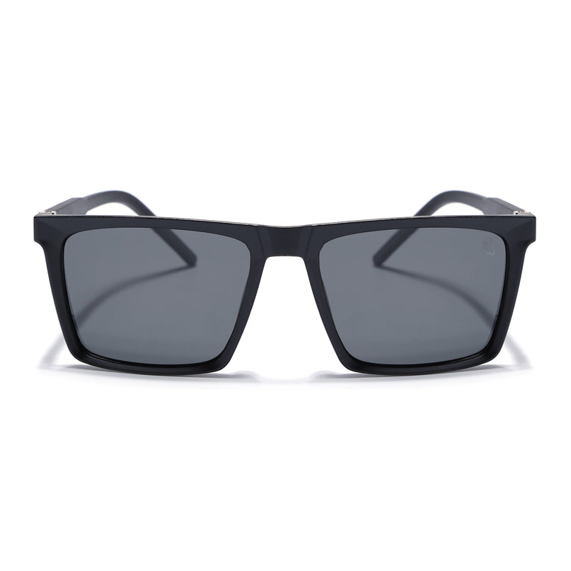 Eyejack Square Polarized Sunglasses for Men & Women (Black Lens | Black Frame - 17014PCL766)