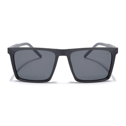 Eyejack Square Polarized Sunglasses for Men & Women (Black Lens | Grey Frame - 17014PCL767)