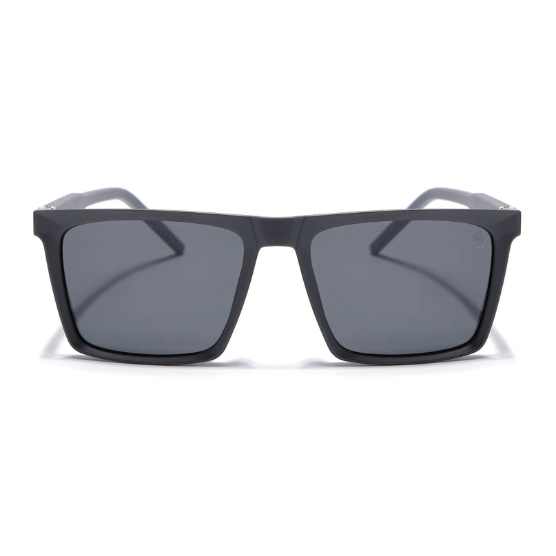 Eyejack Square Polarized Sunglasses for Men & Women (Black Lens | Grey Frame - 17014PCL767)