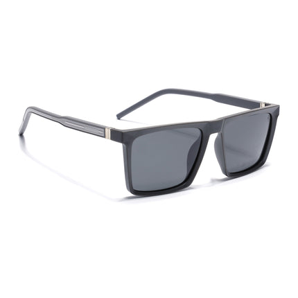 Eyejack Square Polarized Sunglasses for Men & Women (Black Lens | Grey Frame - 17014PCL767)