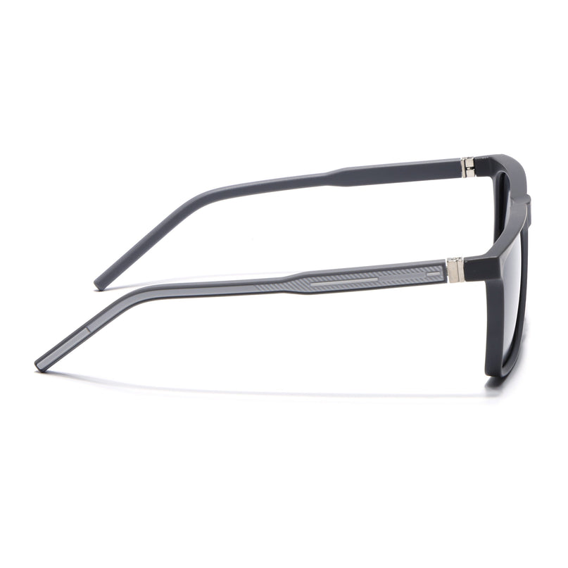 Eyejack Square Polarized Sunglasses for Men & Women (Black Lens | Grey Frame - 17014PCL767)