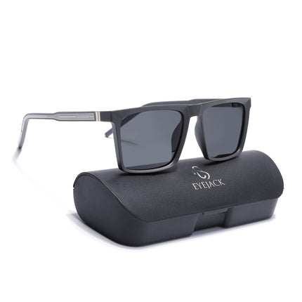 Eyejack Square Polarized Sunglasses for Men & Women (Black Lens | Grey Frame - 17014PCL767)