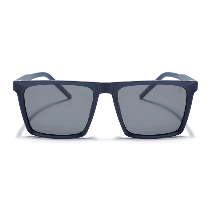 Eyejack Square Polarized Sunglasses for Men & Women (Black Lens | Navy Blue Frame - 17014PCL768)