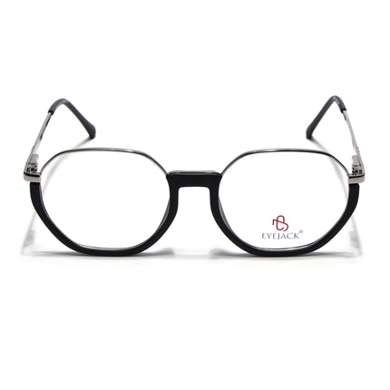Eyejack Silver & Black Round Eyeglasses for Men & Women (170201FCL1978-C2)