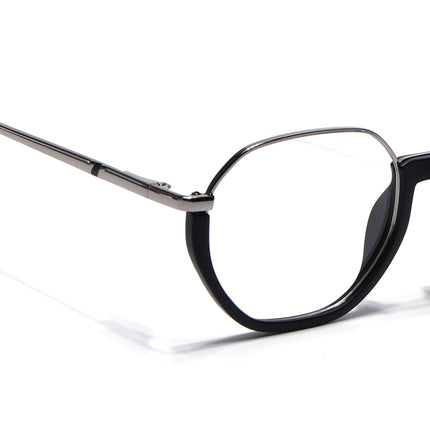 Eyejack Silver & Black Round Eyeglasses for Men & Women (170201FCL1978-C2)