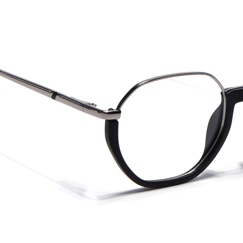 Eyejack Silver & Black Round Eyeglasses for Men & Women (170201FCL1978-C2)
