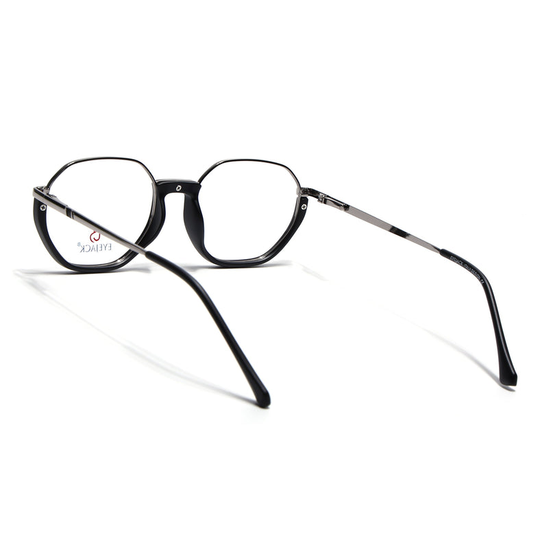 Eyejack Silver & Black Round Eyeglasses for Men & Women (170201FCL1978-C2)
