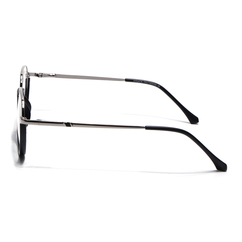 Eyejack Silver & Black Round Eyeglasses for Men & Women (170201FCL1978-C2)