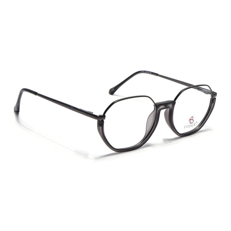 Eyejack Grey Round Eyeglasses for Men & Women (170201FCL1979-C3)