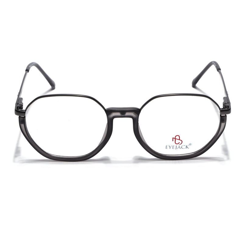 Eyejack Grey Round Eyeglasses for Men & Women (170201FCL1979-C3)