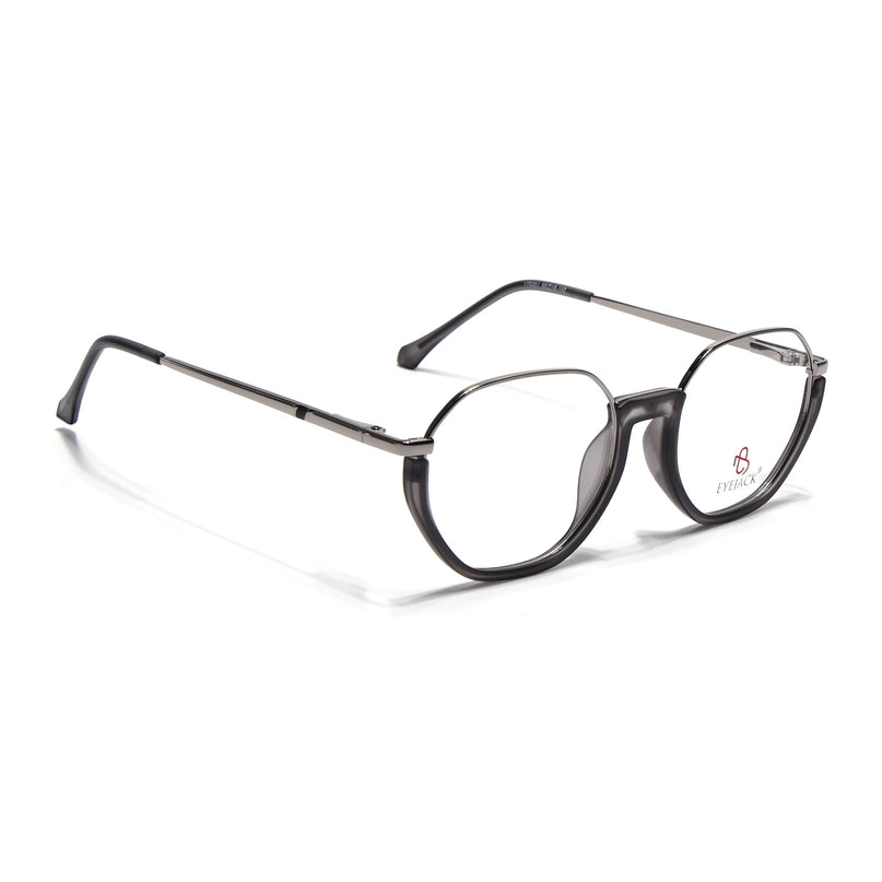 Eyejack Silver & Grey Round Eyeglasses for Men & Women (170201FCL1980-C4)