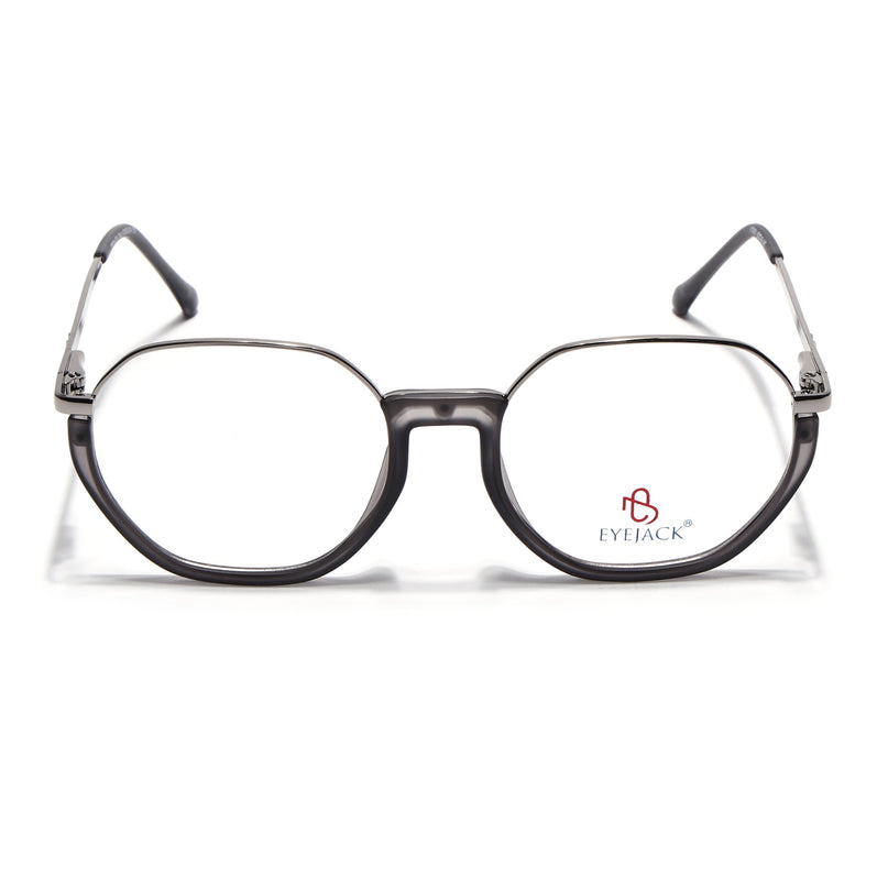 Eyejack Silver & Grey Round Eyeglasses for Men & Women (170201FCL1980-C4)