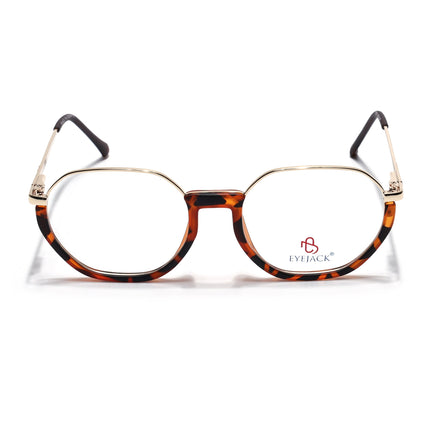 Eyejack Golden & Demi Brown Round Eyeglasses for Men & Women (170201FCL1982-C6)