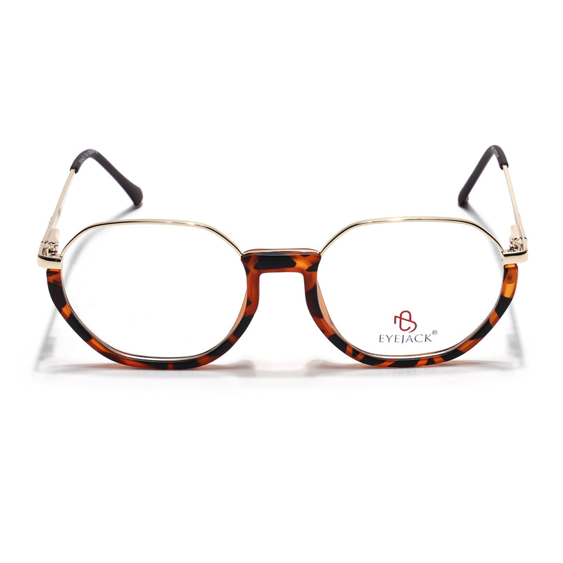Eyejack Golden & Demi Brown Round Eyeglasses for Men & Women (170201FCL1982-C6)