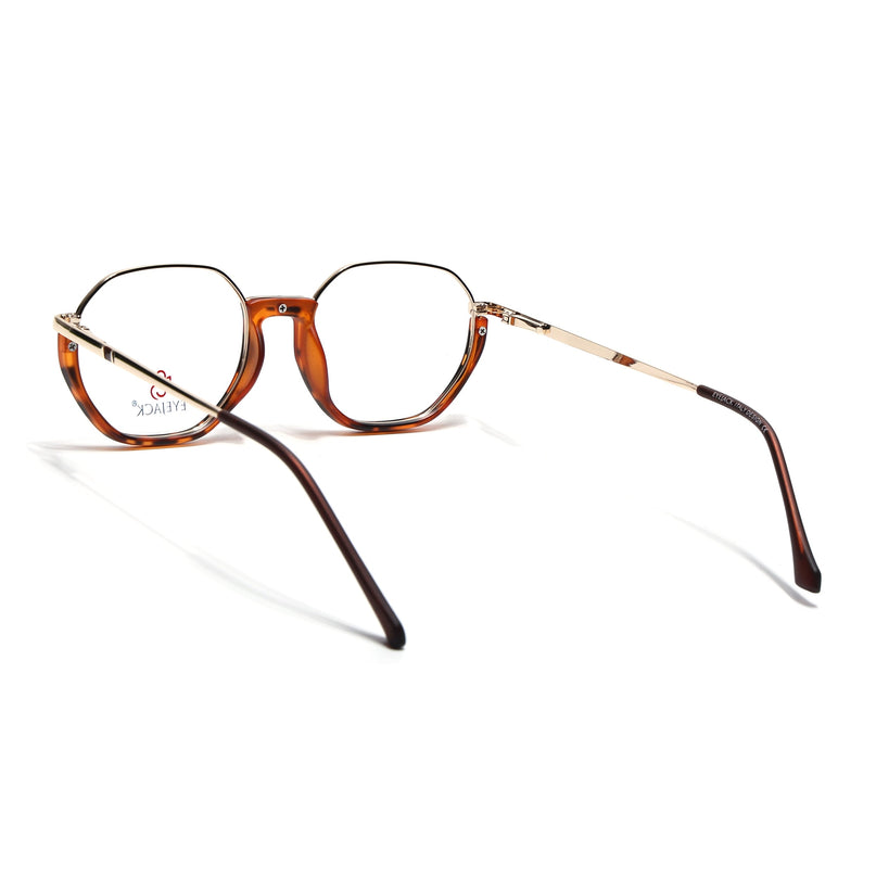 Eyejack Golden & Demi Brown Round Eyeglasses for Men & Women (170201FCL1982-C6)