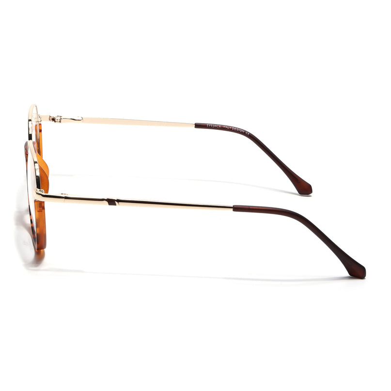 Eyejack Golden & Demi Brown Round Eyeglasses for Men & Women (170201FCL1982-C6)