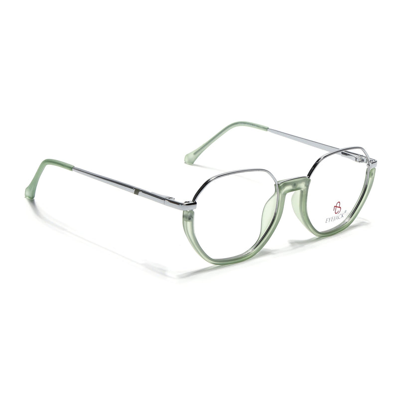 Eyejack Silver & Green Round Eyeglasses for Men & Women (170201FCL1983-C7)