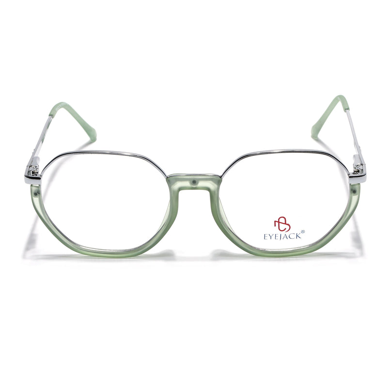 Eyejack Silver & Green Round Eyeglasses for Men & Women (170201FCL1983-C7)