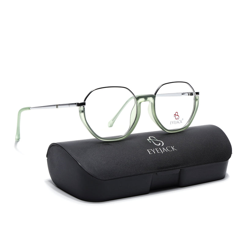 Eyejack Silver & Green Round Eyeglasses for Men & Women (170201FCL1983-C7)