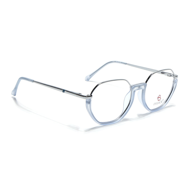 Eyejack Silver & Blue Round Eyeglasses for Men & Women (170201FCL1984-C8)